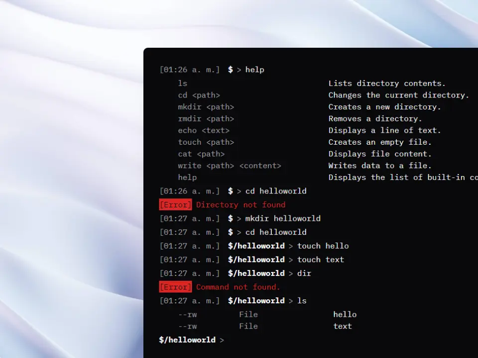 A screenshot of the Online Bash app.